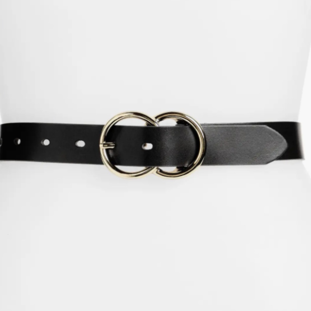 Halogen Double Ring Leather Belt
